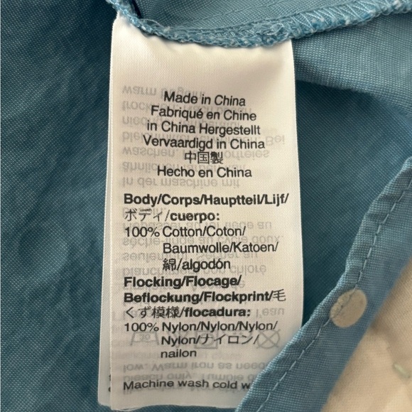 MADEWELL Florentine top, buttons.Bell 3/4 sleeves,peplum, 12, blue, inkspot dots - Picture 5 of 9